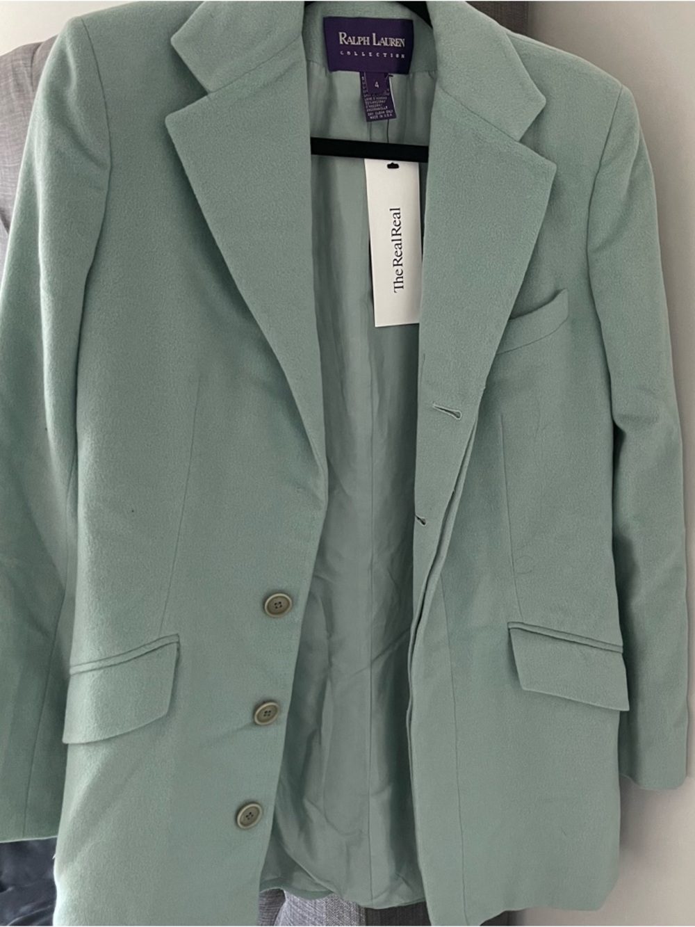 Ralph Lauren Purple Label Collection Angora Wool Blazer USA Mint Green Size 4